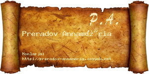 Preradov Annamária névjegykártya